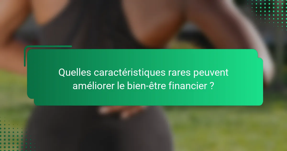 Quelles caractéristiques rares peuvent améliorer le bien-être financier ?