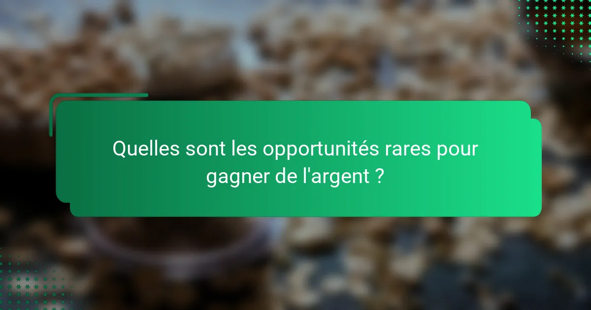 Quelles sont les opportunités rares pour gagner de l'argent ?