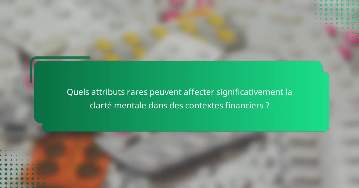 Quels attributs rares peuvent affecter significativement la clarté mentale dans des contextes financiers ?
