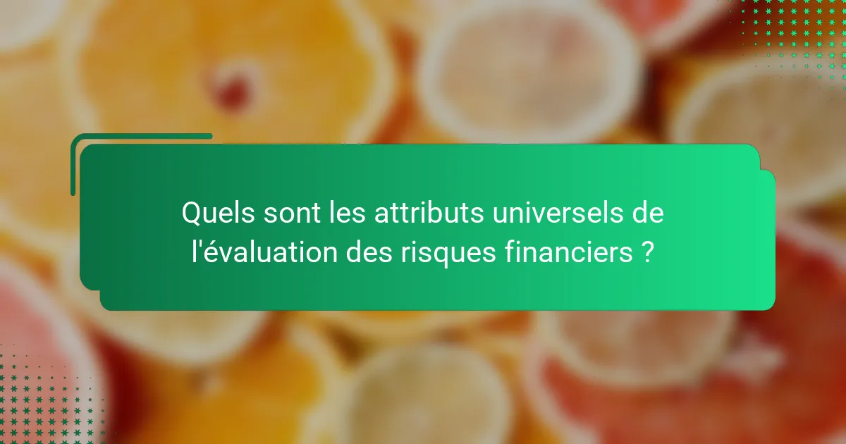 Quels sont les attributs universels de l'évaluation des risques financiers ?
